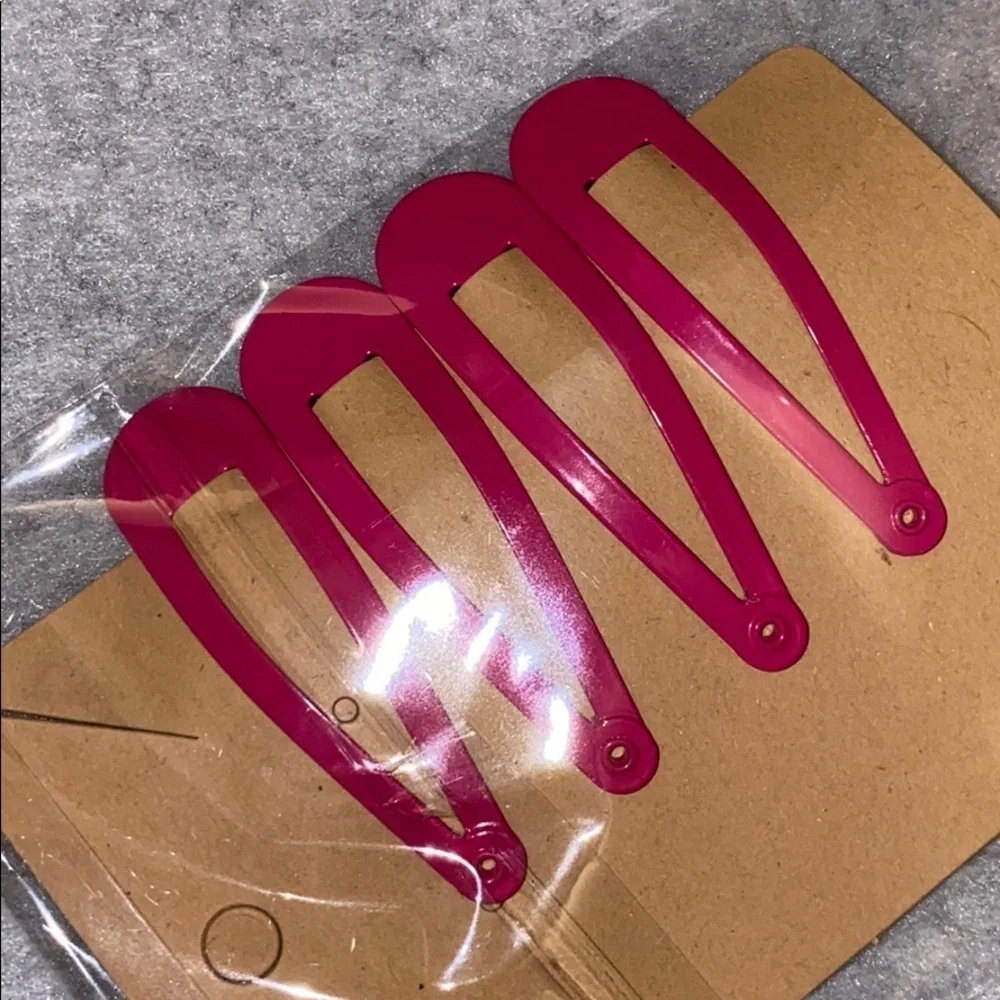 4ct Metal Snap Hair Clips, Magenta Pink